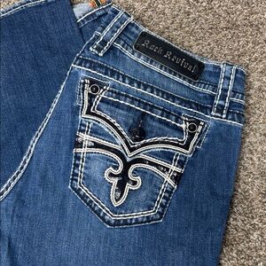 Rock revival Celine capri jeans Sz 32 black stitch